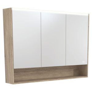 1200 LED Mirror Cabinet with Display Shelf, Scandi Oak PSC1200SS-LED