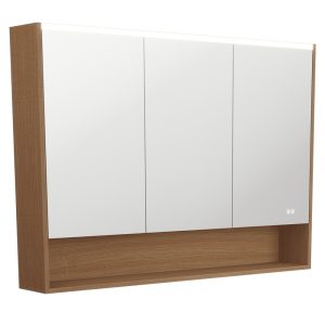 1200 LED Mirror Cabinet with Display Shelf, Walnut PSC1200SWA-LED