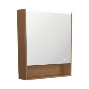 750 LED Mirror Cabinet with Display Shelf, Walnut PSC750SWA-LED