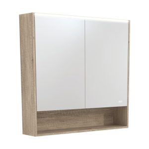 900 LED Mirror Cabinet with Display Shelf, Scandi Oak PSC900SS-LED