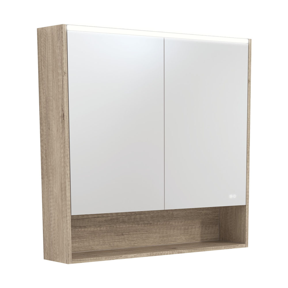 900 LED Mirror Cabinet with Display Shelf, Scandi Oak PSC900SS-LED