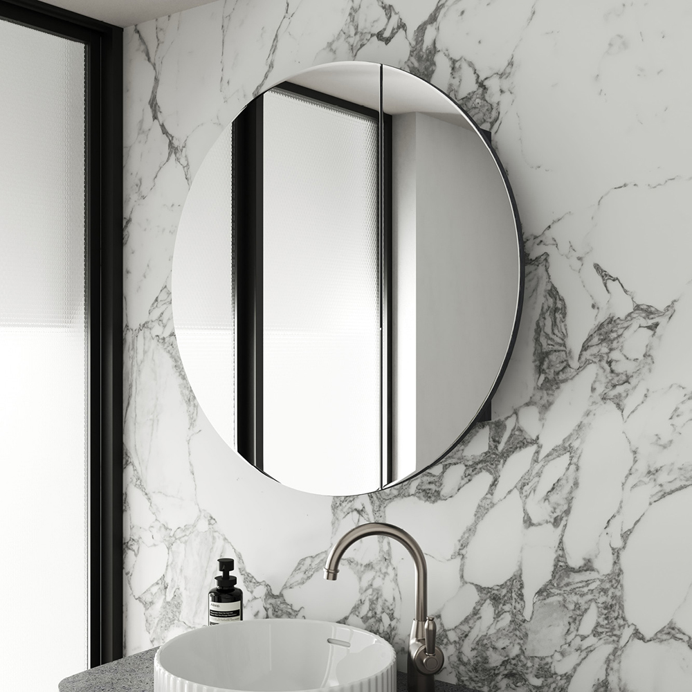 Marlowe Round Mirror Cabinet, 800 x 800mm MCR80D2 - Image 7