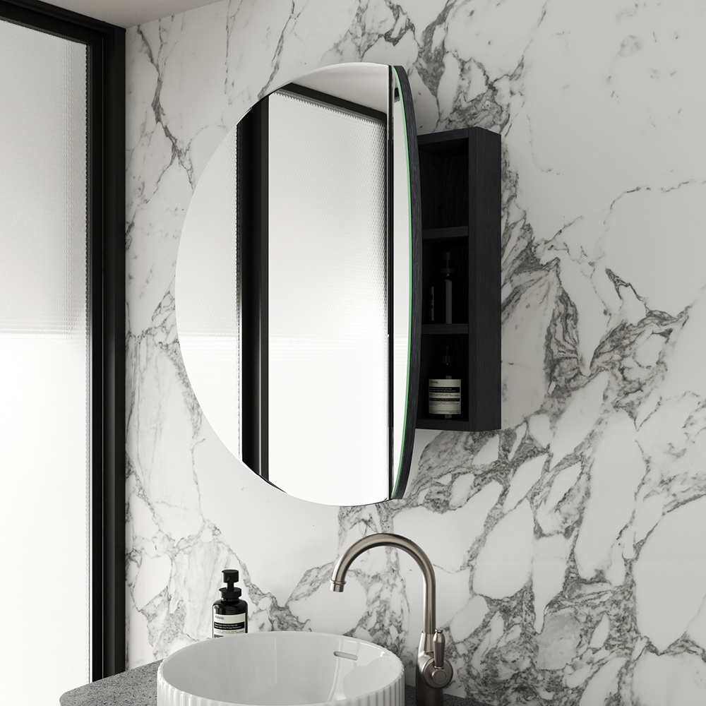Marlowe Round Mirror Cabinet, 800 x 800mm MCR80D2 - Image 6